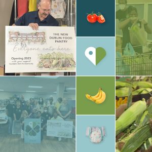 Collage of Dublin Food Pantry photos.