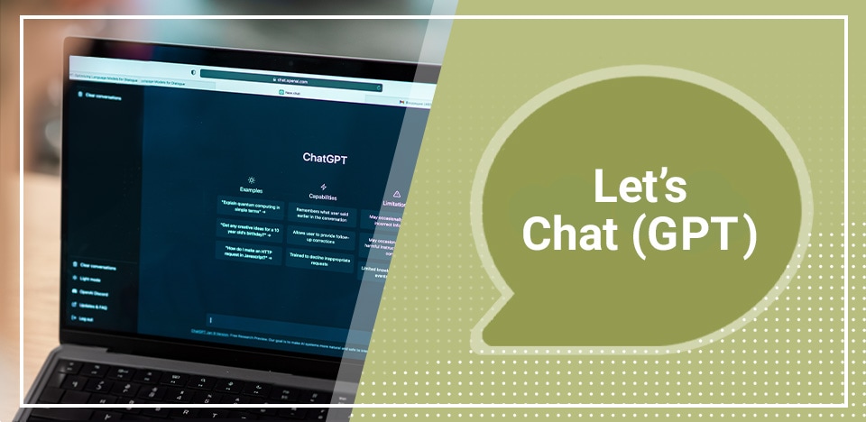 " Let's Chat (GPT) " and laptop screen.